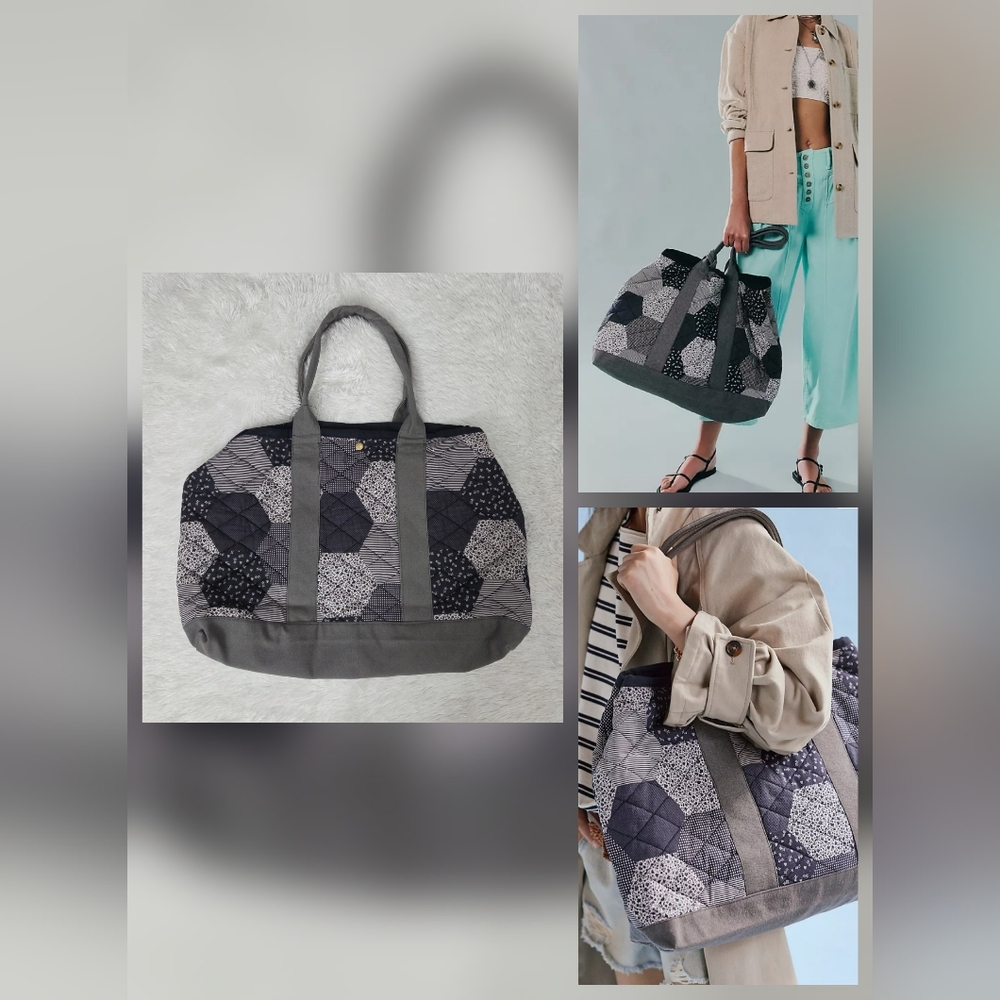 Free People Pippa Patchwork Tote Blue Mix